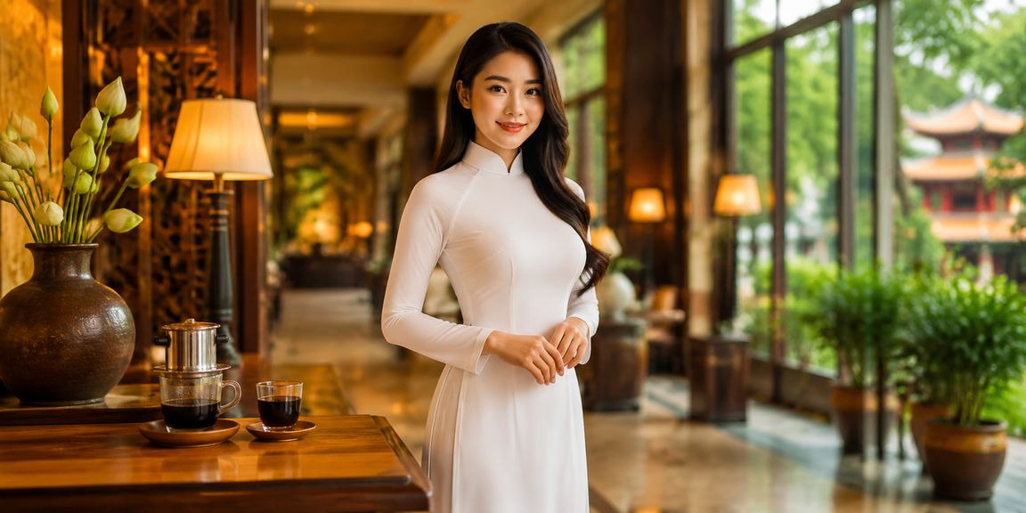 Người phụ nữ mặc áo dài trải nghiệm casino trực tuyến tại Hà Nội trên điện thoại