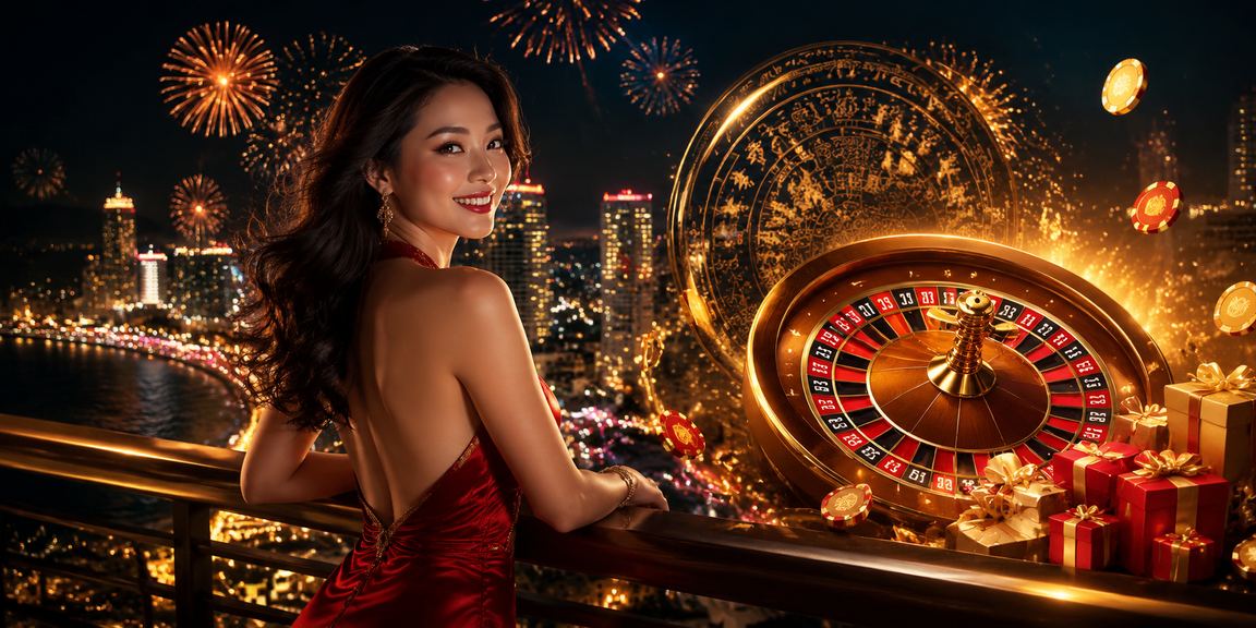 Bàn roulette casino sôi động về đêm tại khu chợ đêm Nha Trang